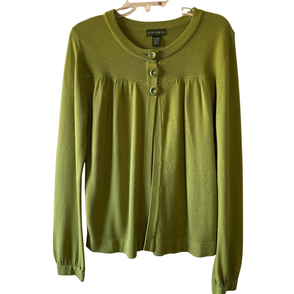 Mountain Lake Green Button Front Babydoll Cardigan Sweater Women's‎ Medium